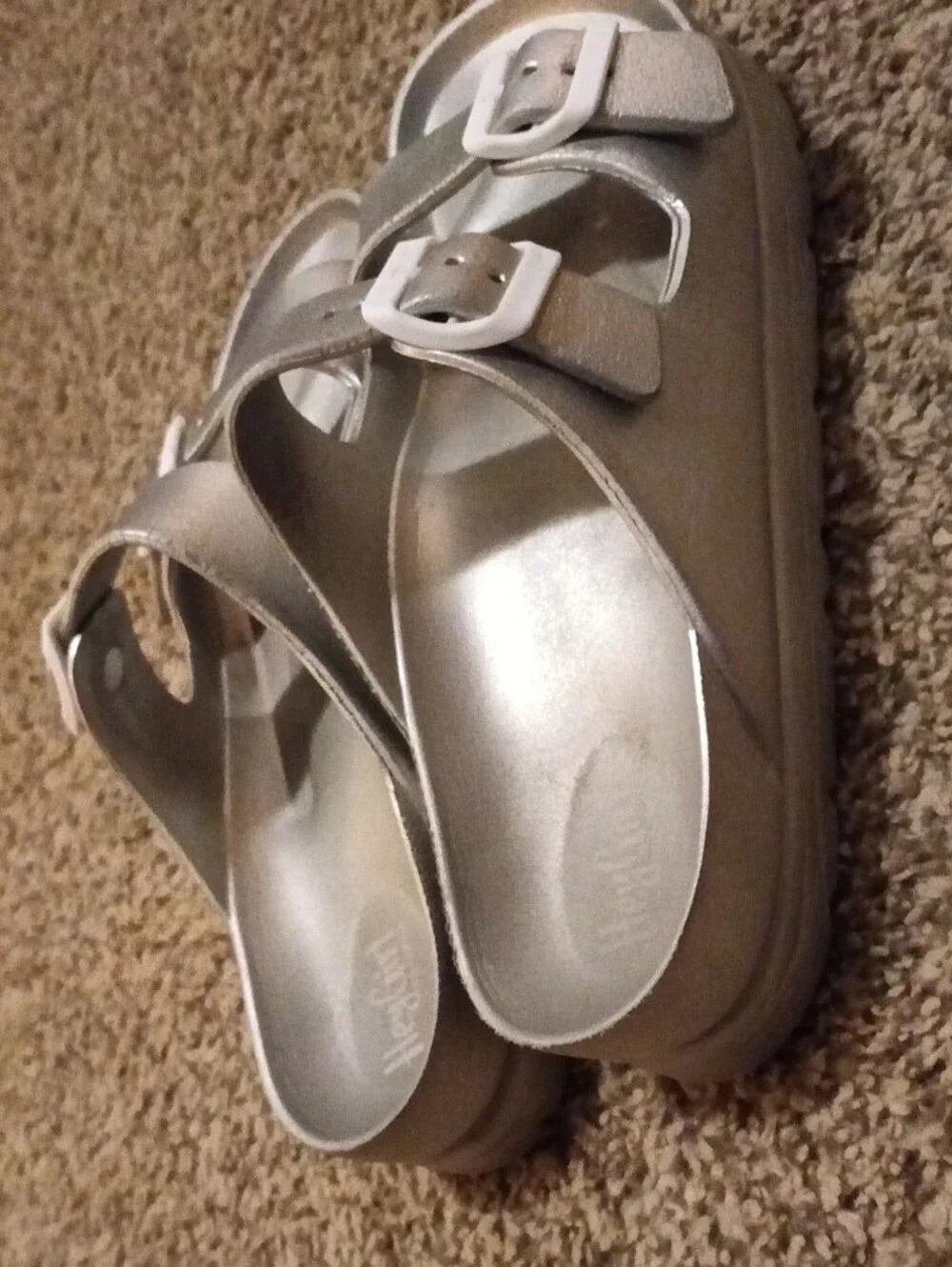 Metallic Silver Double-Buckle Women's Platform Sandals